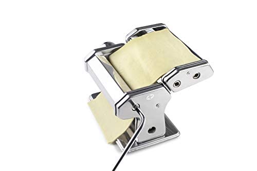 IBILI Pasta Maker Machine 170mm Wide - Heavy Duty Stainless Steel  9 Adjustable Thickness Settings  Spaghetti  Fettuccini  Lasagna  Washable Rollers Includes Cutter  Hand Crank & Clamp  Made in Spain