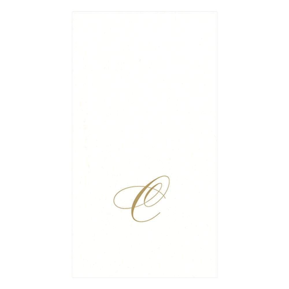 Caspari White Pearl Paper Linen Guest Towels, Monogram Initial Abstract, Pack Of 24