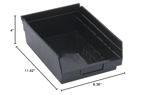 Quantum Storage Systems Qsb107Bk Economy Shelf Bin, 11-5/8'' Length X 8-3/8'' Width X 4'' Height, Black, Pack Of 20