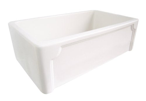 Alfi Brand Ab3018Deco White 30-Inch Single Bowl Thick Fireclay Farmhouse Kitchen Sink With Decorative Apron White