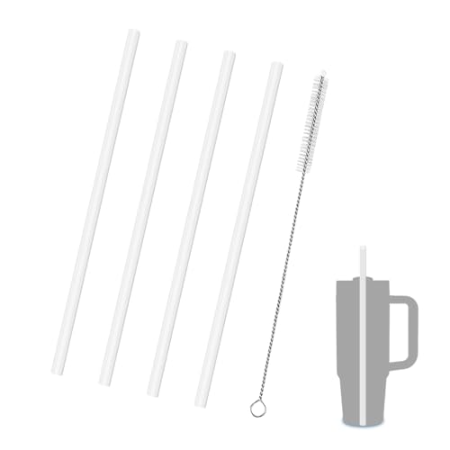 Hasthip 4 Pack Reusable Food Pe Straw Set, Replacement Straws For 40 Oz & Simple Modern Tumbler With Handle With Cleaning Brush 