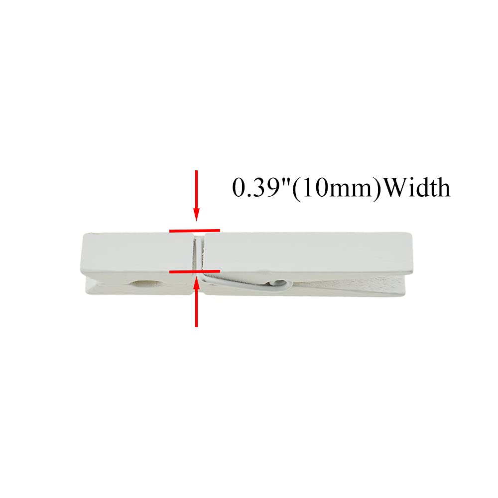 Hahiyo White Wooden Clothes Pins Clothespins Wide Do Not Fall Apart 2.87 Inches Length 16 Pack Sturdy Strong Springs No Rust No