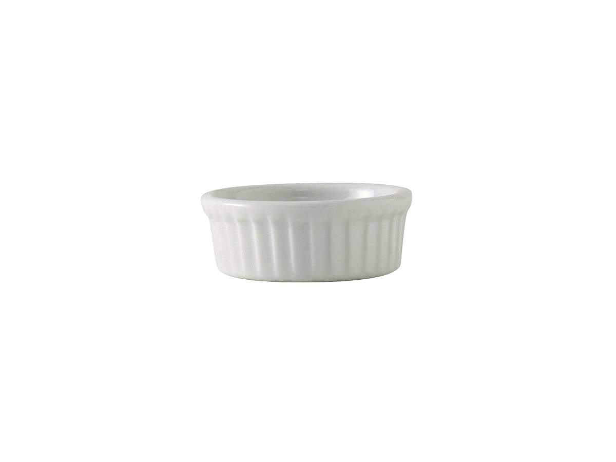 Tuxton China Bpx-0162 Ramekin, 1-1/2 Oz., 2-5/8'' Dia. X 1''H, Round, Fluted, Microwave & Dishwasher Safe, Oven Proof, Fully Vit