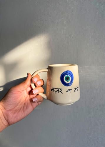 Weaving Homes Nazar Mug 250 Ml Handmade (Set Of 1) Ceramic Mugs/Coffee Mugs/Coffee Cups/Tea Mugs/Mugs/Cups/Adorable Coffee Mugs/