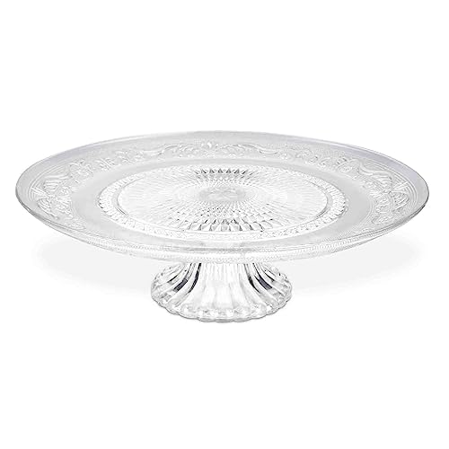 Incrizma Crystal Cake Plate With Stand Round Pedestal/Footed Service Glass Cake Plate/Cake Stand (11 Inches)