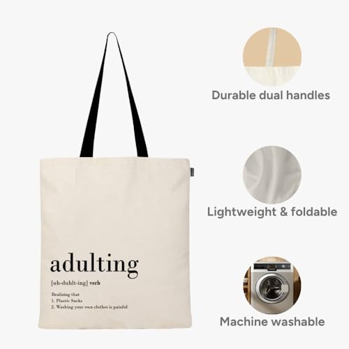 Eco Right Canvas Tote Bag For Women, Reusable Grocery Bags, Cute Tote Bags Aesthetic For Christmas Gifts, Shopping Beach