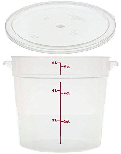Cambro Camware Bundle 6 &12 Quart Translucent Round Food Storage Containers With Lids And Free Scraper