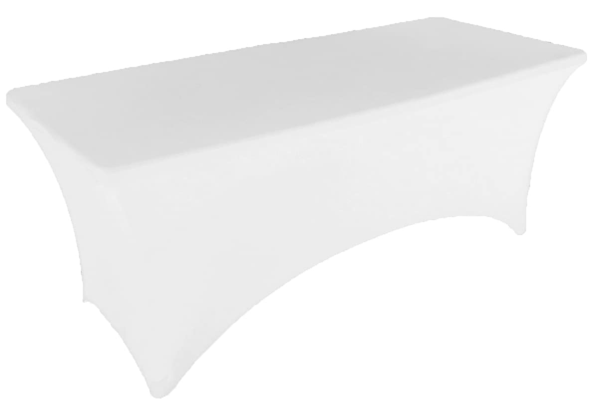 Gowinex 8Ft White Stretch Spandex Table Cover Tablecloth For Rectangular Fitted Folding Table