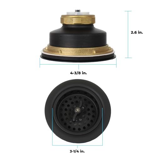 Mr. Scrappy 3.5'' Sink Drain Assembly With Twist Lock Basket Strainer, Solid Brass, Black