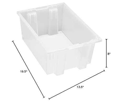 Stack And Nest Tote, 19-1/2W X 13-1/2D X 8H, Heavy Duty, 0.80 Cu. Ft. Capacity, Clear Polypropylene, Made In Usa (Priced Per Eac