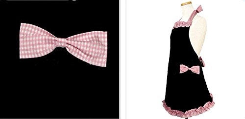 Hyzrz Cute Fashion Aprons For Women Girls Waitress Cooking Restaurant Kitchen Home Cooking Chef Bib Apron Dress Gift (Black)
