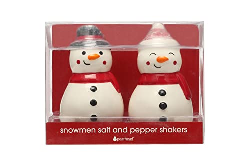 Pearhead Snowmen Shaker Set, Christmas Kitchen Decorations, Holiday D  cor For The Home, Christmas Salt And Pepper Shaker Set, S