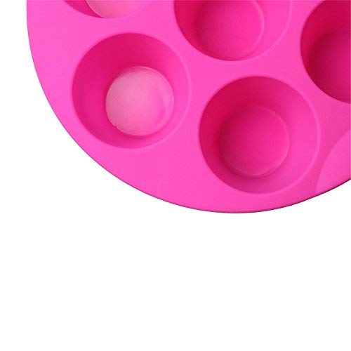Shebaking 7 Cavity Silicone Air Fryer Muffin Pans Nonstick Brownie Cake Mold Round Pudding Cupcake Recipe Tray Bakeware, Rose