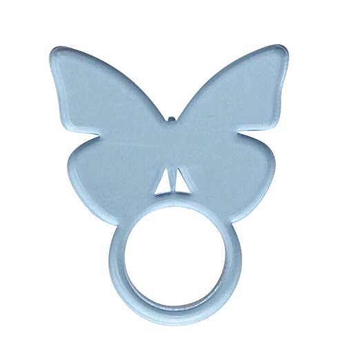 Altoona Set Of 4 Acrylic Lucite Butterfly Napkin Rings With Velvet Holder 4'' X 3'' Sky Blue Crystal