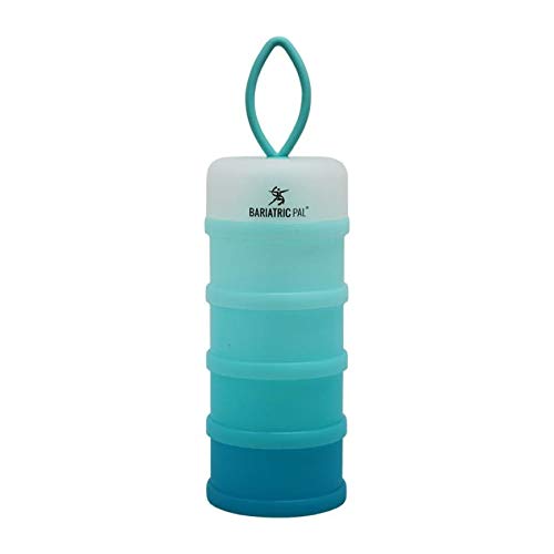 Bariatricpal 4 Compartment Detachable, Stackable, And Portion Controlled Food & Powder Storage Containers (Blue-Teal)