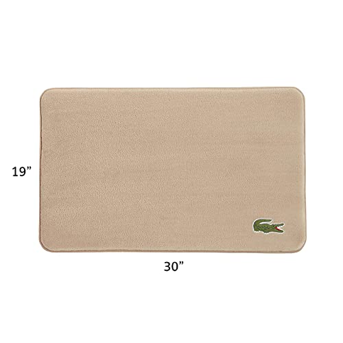 Lacoste Crocodile Bath Mat, Memory Foam Rug, Sand