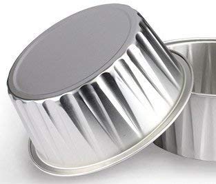 Keisen 3 2/5'' Mini Disposable Aluminum Foil Cups 125Ml 100/Pk 4Oz For Muffin Cupcake Baking Bake Utility Ramekin Cup (Silver)
