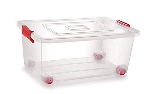 Nakoda 222 Rectangular Plastic Container Box With Lock And Wheel  (32 L, Transparent)