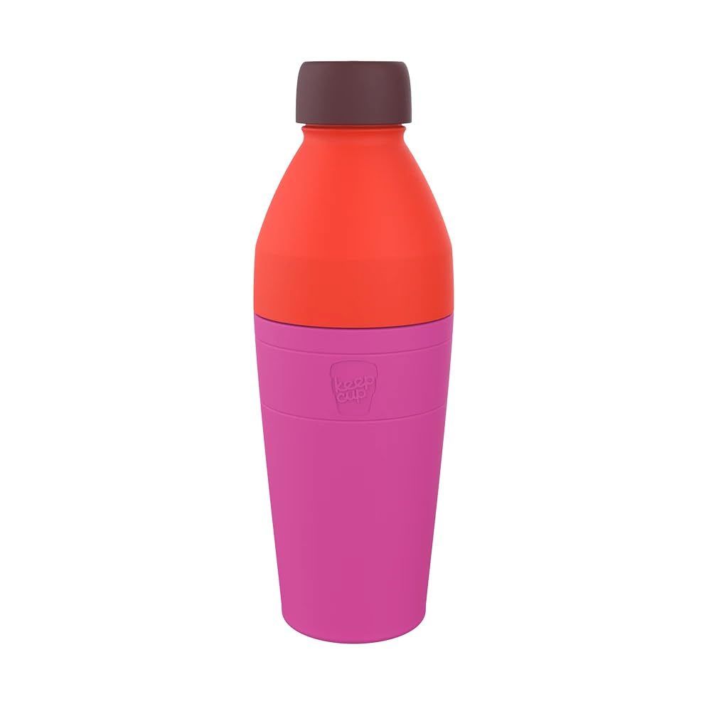 KeepCup Water Bottle, 22 oz Insulated Stainless Steel Bottle with Leakproof Steel Cap, Dual Opening, Afterglow (Fuchsia Pink)