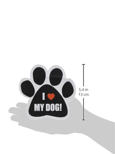 I Love My Dog Car Magnet With Unique Paw Shaped Design Measures 5.2 By 5.2 Inches Covered In High Quality Uv Gloss For Weath