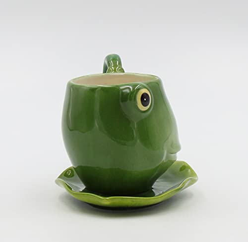 Appletree 3-7/8-Inch Ceramic Frog Cup And Saucer