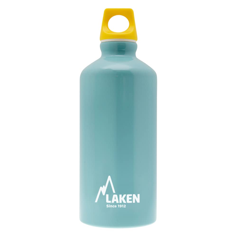 Laken Futura Aluminum Water Bottle - Narrow Mouth, Screw Cap with Loop - Leak-Proof, BPA Free, Made in Spain - 20oz, Light Blue