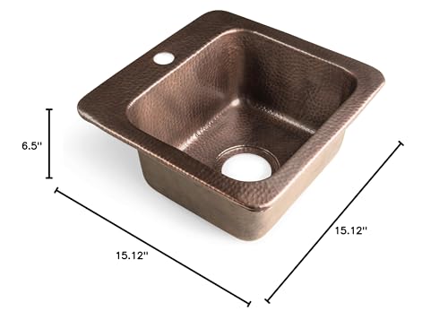 Monarch Abode 17092 Pure Copper Hand Hammered Baxter Bar Prep Sink (15 inches)