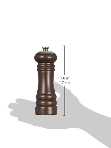 Zassenhaus Berlin Wood Salt Mill  Refillable Manual Salt Grinder  7.1 Inches (Dark Stained)
