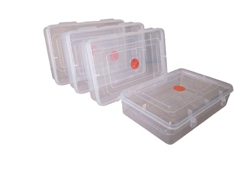 Nakoda Galaxy Clear Plastic Container For Storage, Organizer Box With Attached Lid Set Of 4 Pcs (Small Size  6 25 L X 4 72 W X 