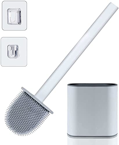 Roktry Toilet Brush And Holder Set For Bathroom, Flexible Toilet Cleaning Bowl Brush Head With Silicone Bristles, Compact Size F