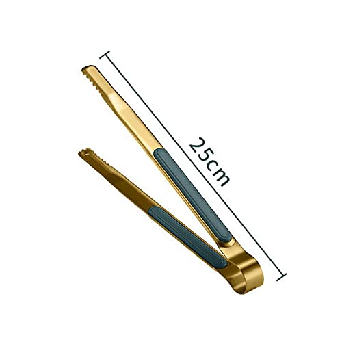 5 Pcs 25Cm Kitchen Cooking Tongs Bbq Food Serving Ice Cube Stainless Steel Buffet Party Serrated Handle