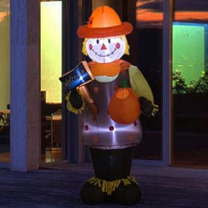 4-Foot Fall Thanksgiving Harvest Inflatable Scarecrow with Pumpkin Blowout for Indoor and Outdoor Patio Lawn Decorations