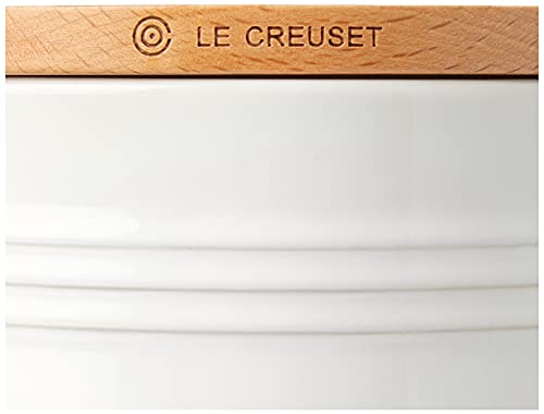 Le Creuset Stoneware Canister With Wood Lid, 23 Oz. (5.5'' Diameter), White