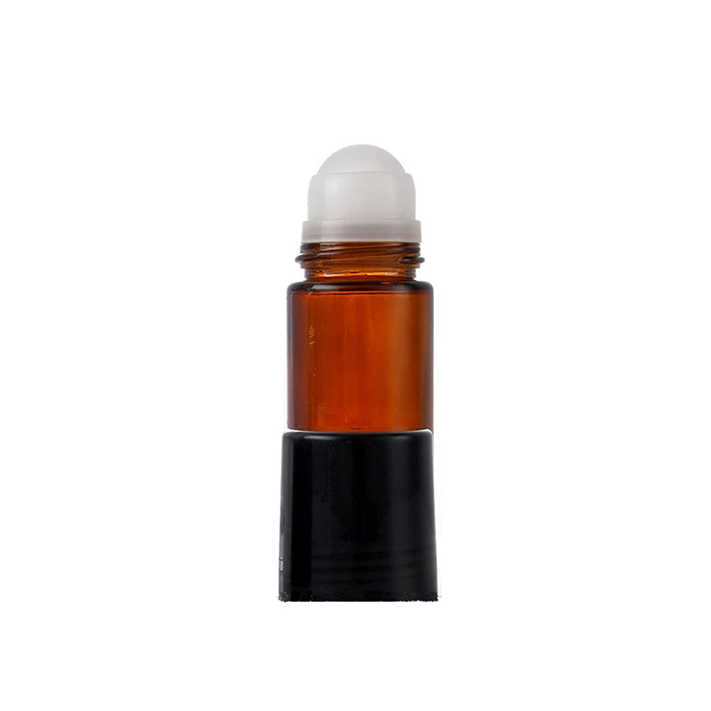Wresty 1.7 Oz/50Ml Glass Roll On Bottles Empty Deodorant Bottles Leak-Proof Diy Deodorant Container Amber Glass Roller Bottles F