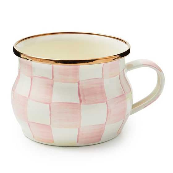 MACKENZIECHILDS Enamel Teacup, PinkandWhite Rosy Check