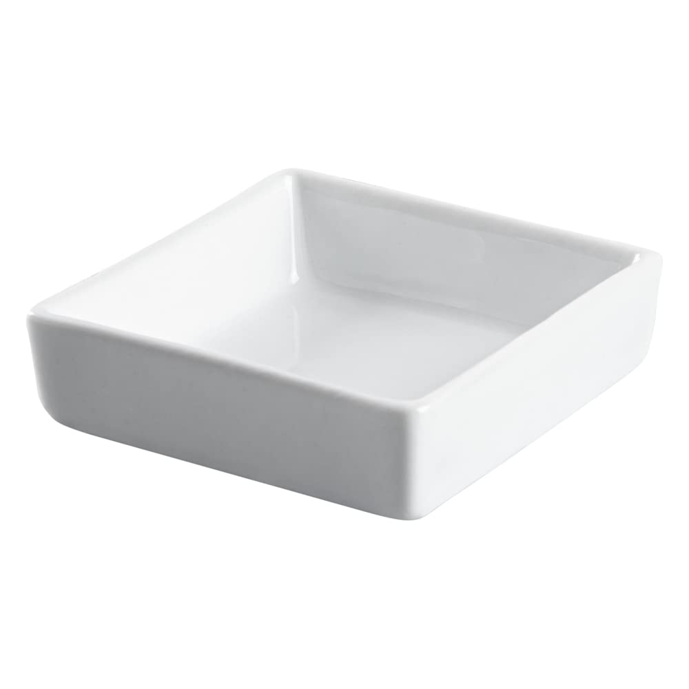 Restaurantware 2.5 Inch Mini Dishes  10 Oven-Safe Square Sauce Dishes - Microwave-Safe  Serve Appetizers  Desserts  or Condiments  White Porcelain Tasting Plates  For Samples or Individual Portions