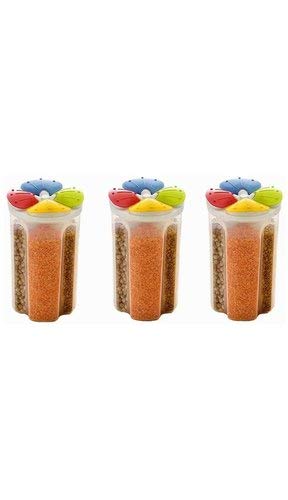 Seaspirit Storage Container For Kitchen 4 Sections Air Tight Transparent Food, Grain, Cereal Dispenser Jar 2500 Ml (3)