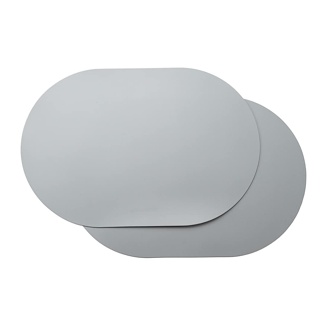 Restaurantware 16 Inch Table Placemats 6 Oval Vinyl Placemats - Embossed Stain-Resistant Gray Vinyl Placemats For Tables Leather