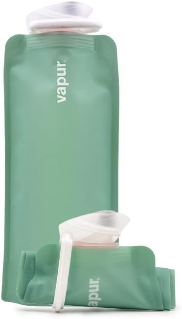 Vapur Flexible, Collapsible Wide Mouth Anti-Bottle With Detachable Carabiner, 23 Ounce, Sea Glass Green, Pack Of 1