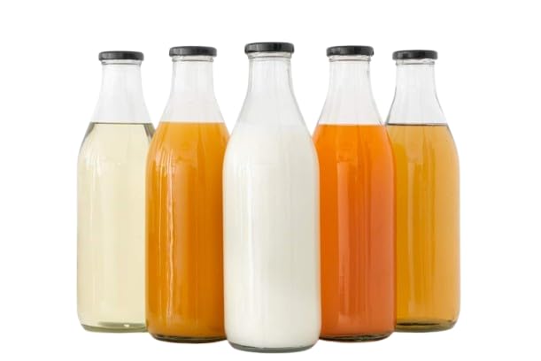 Croco Jar Transparent Glass Milk Bottle With Airtight Black Metal Lid, Bpa-Free & Eco-Friendly 265Ml | Pack Of 6 | Leakproof & L