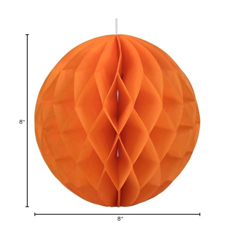 Floral Reef Set Of 3 - 8'' Orange Tissue Paper Honeycomb Ball Pom Pom Flower Hanging Home Decoration Party Wedding Halloween