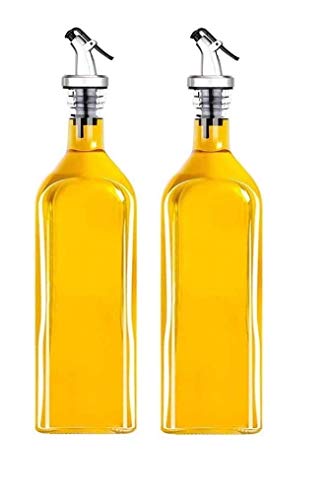 Crystalware Glass Oil Dispenser, 1000Milliliters, Pack Of 2, Clear  1 L