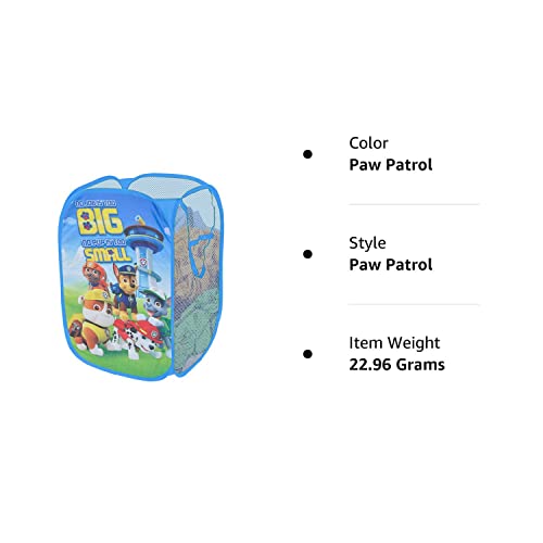 Idea Nuova Nickelodeon Paw Patrol Pop Up Hamper With Durable Carry Handles, 21'' H X 13.5'' W X 13.5'' L''