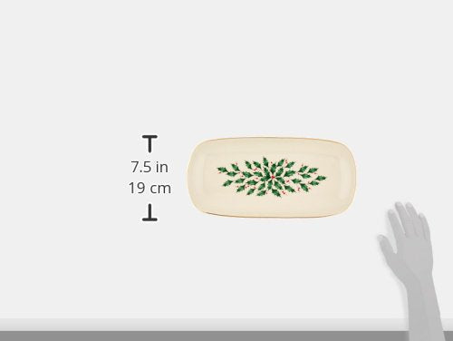 Lenox Holiday Bread Tray, Ivory Porcelain, 2.65 LB, Red & Green, Model 869997, Perfect for Christmas Hosting