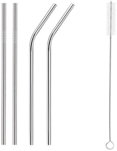 AntilS Reusable Stainless Steel Drinking Straw Sipper (2 Straight Straw + 2 Bent Straw & 1 Straw Cleaning Bush)