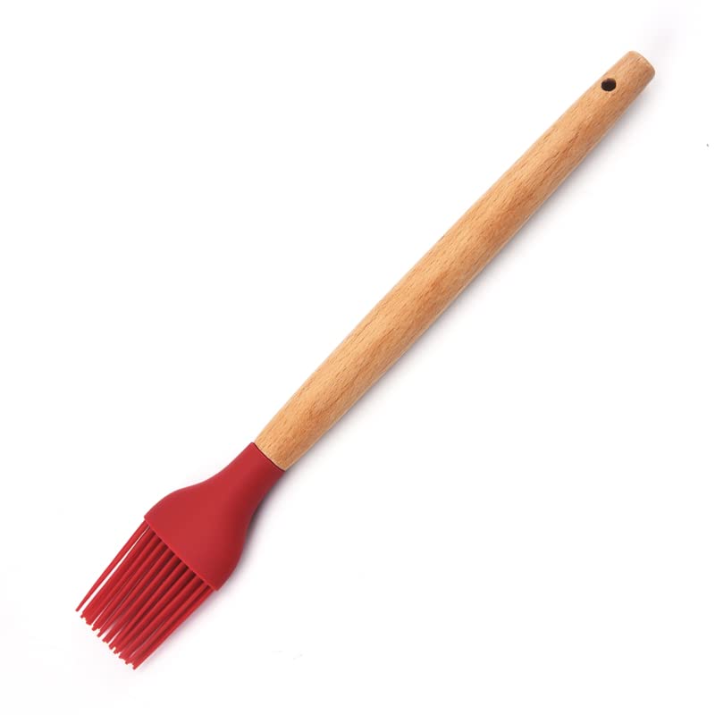 Mobfest Silicone Oil Cooking Pastry Brush With Wood Handle, Heat Resistant And NonStick Cookware Bakware Utensil, Dishwasher Sa
