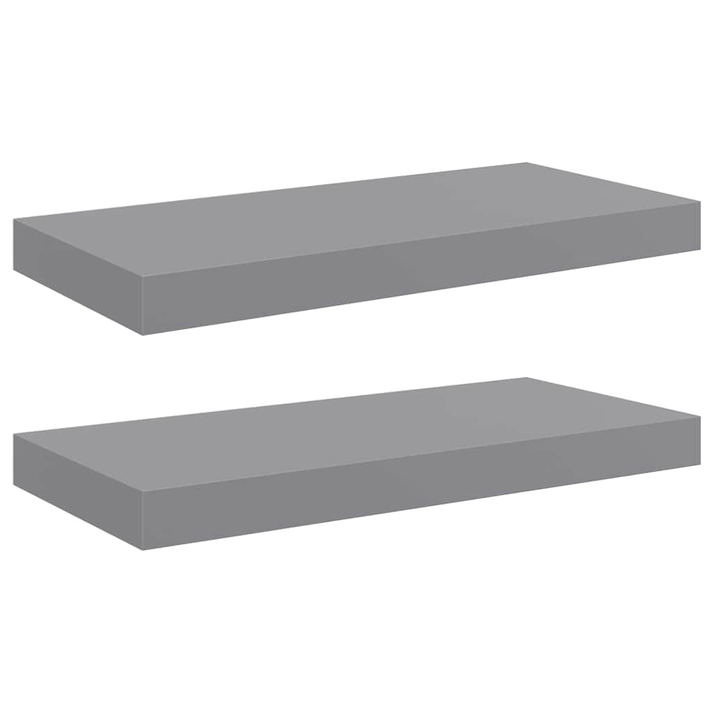 vidaXL Wall Shelves 2 Pcs, Floating Shelves, Display Shelves, Wall Mounted Shelves for Photo Frame Trophy Planter Pot Decorations, Modern, Gray-New Condition