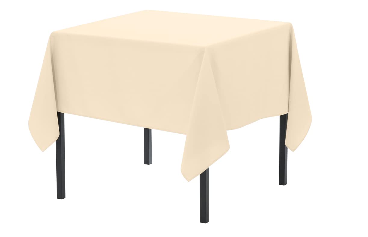 Pomp Beige 52 X 52 Premium Polyester Tablecloth  Wrinkle + Stain Resistant Easy Care Fabric  Fits 6Ft Rectangle Table