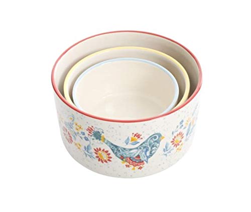 The Pioneer Woman 6-Piece Round Ceramic Nesting Bowl Set, 15.5 oz, Multicolor with Built-In Steam Release