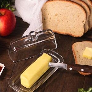 Bezrat Glass Butter Dish | Premium Butter Dish With Lid And Easy Grip Handle | Easy To Use And 100% Food Safe - Dishwasher Safe